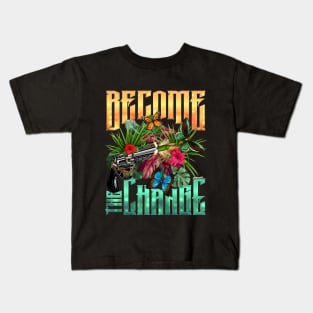 Gun Shooting Butterflies -  Become the Change Kids T-Shirt